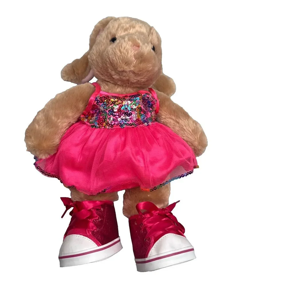 Build A Bear Pawlette Bunny Plush w/Easter Dress Petticoat Shoes EUC